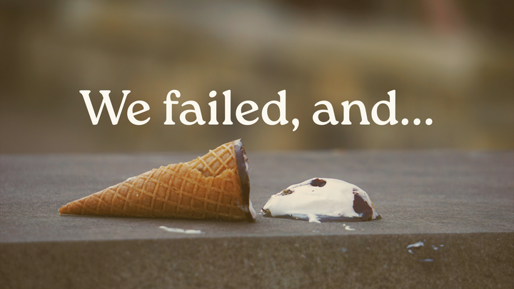 Fallen ice cream on a polished stone surface